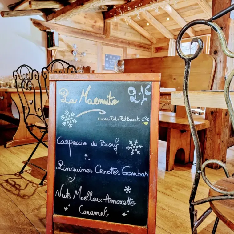 Restaurant à Valmorel : Menu du Jour 21€, Valmorel, Restaurant La Marmite