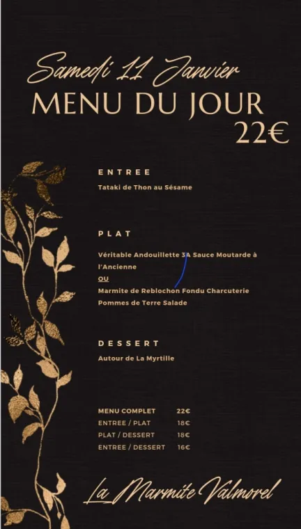 MENU DU JOUR 22€