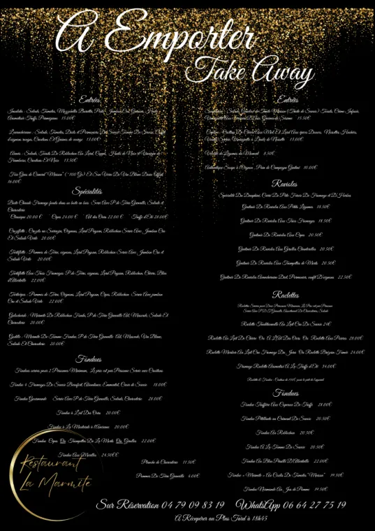 A Emporter Take Away à Valmorel, Valmorel, Restaurant La Marmite